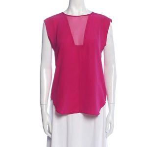 REBECCA TAYLOR | Silk cap sleeves Barbie pink blouse